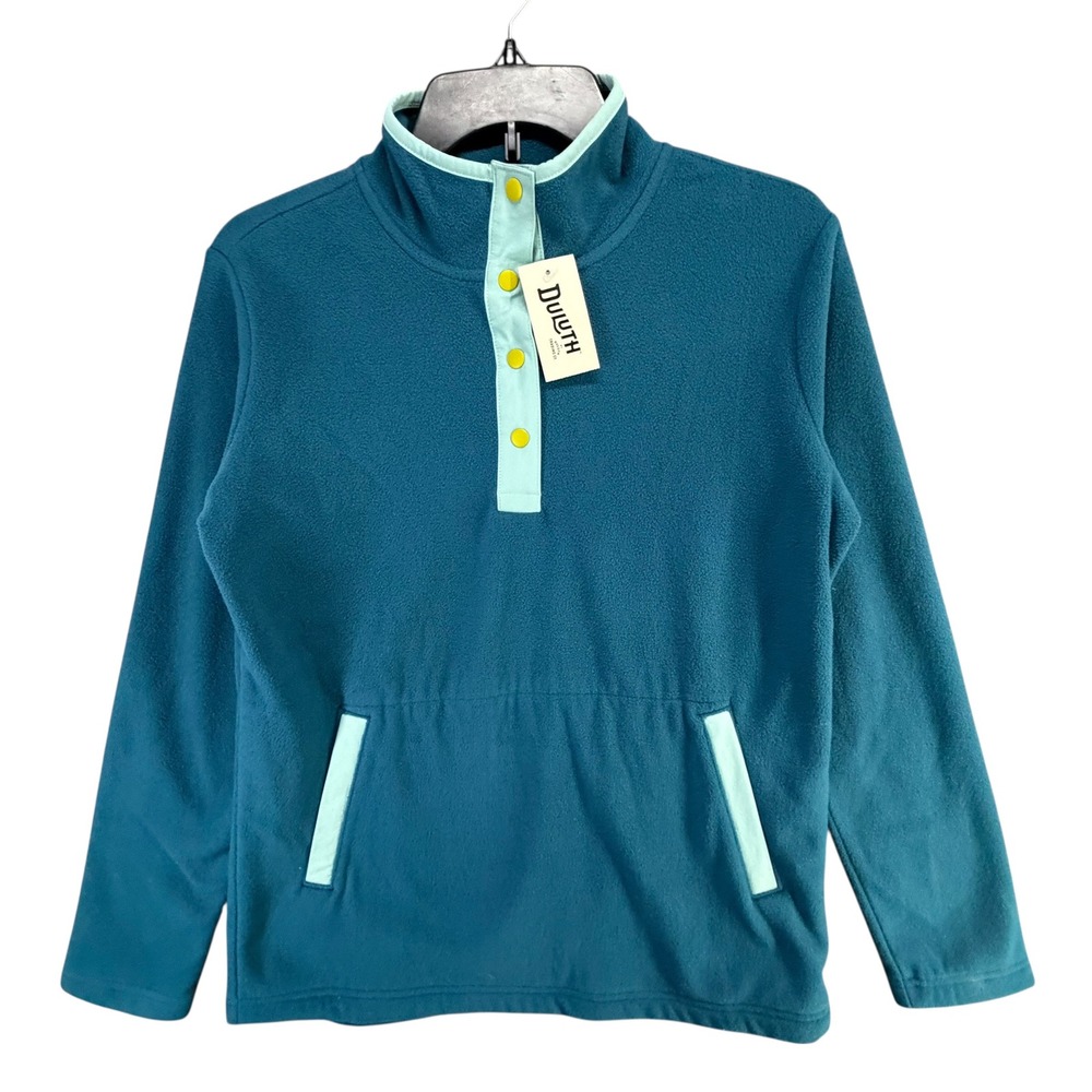 Duluth Trading Doubleback Fleece Pullover Women XS Blue Snap Collar Cozy Outdoor